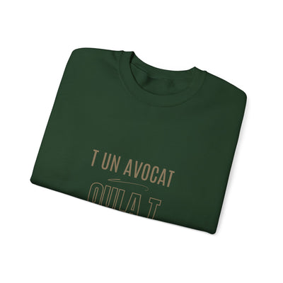 Sweatshirt "T avocat ou?" écrit beige