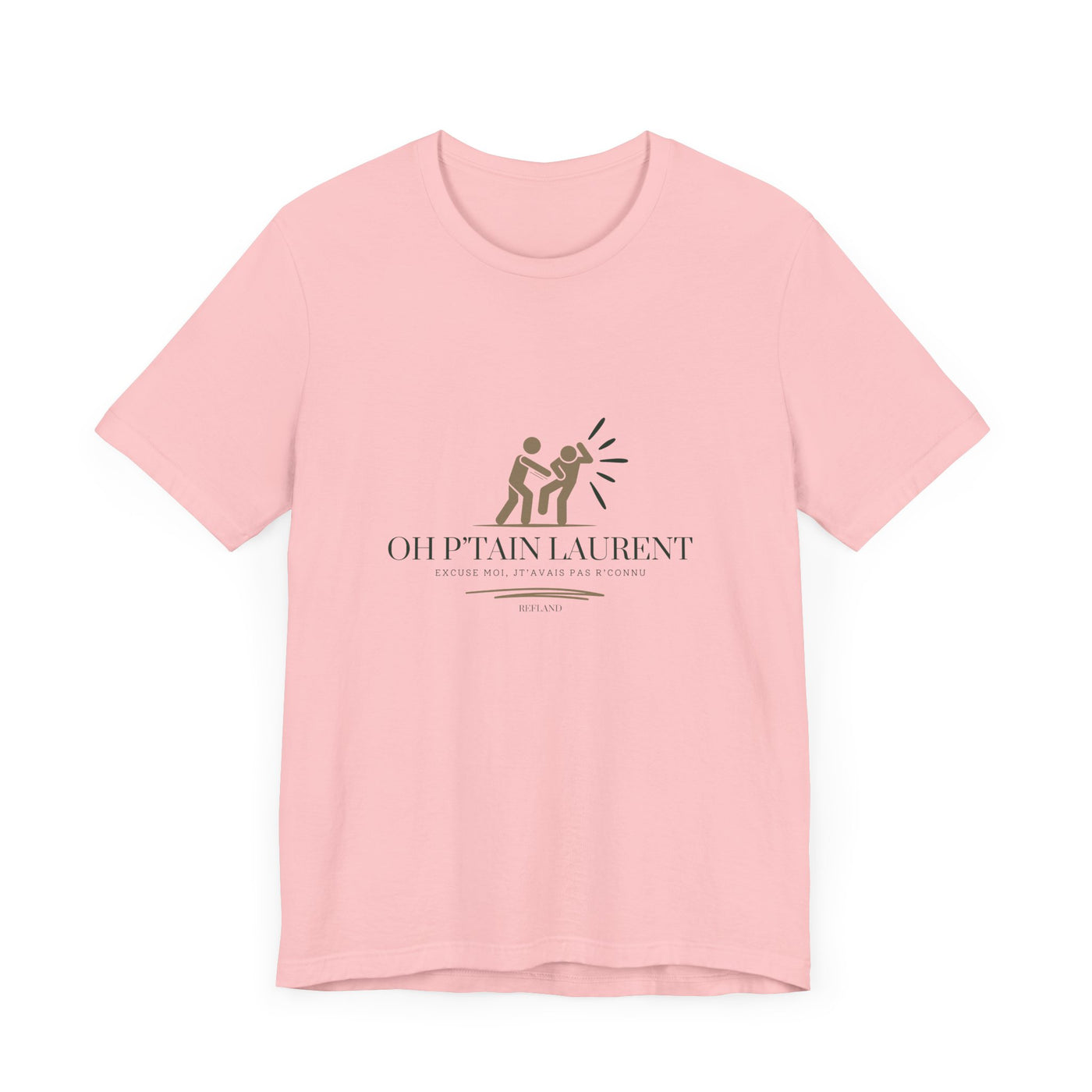 T-shirt "Oh Ptain Laurent" - Beige avec Écriture Verte