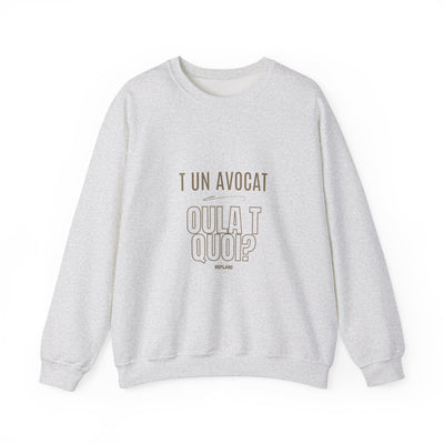 Sweatshirt "T avocat ou?" écrit beige