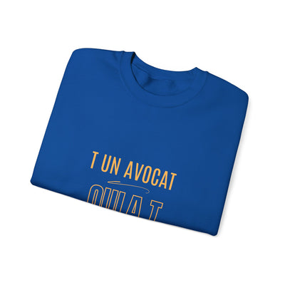 Sweatshirt "T avocat ou?" écrit jaune