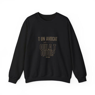 Sweatshirt "T avocat ou?" écrit beige