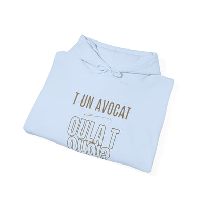 Hoodie "T un avocat ou?" écrit beige