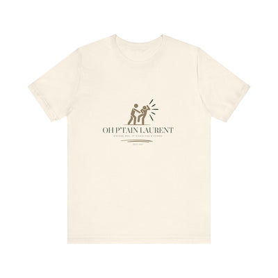 T-shirt "Oh Ptain Laurent" - Beige avec Écriture Verte