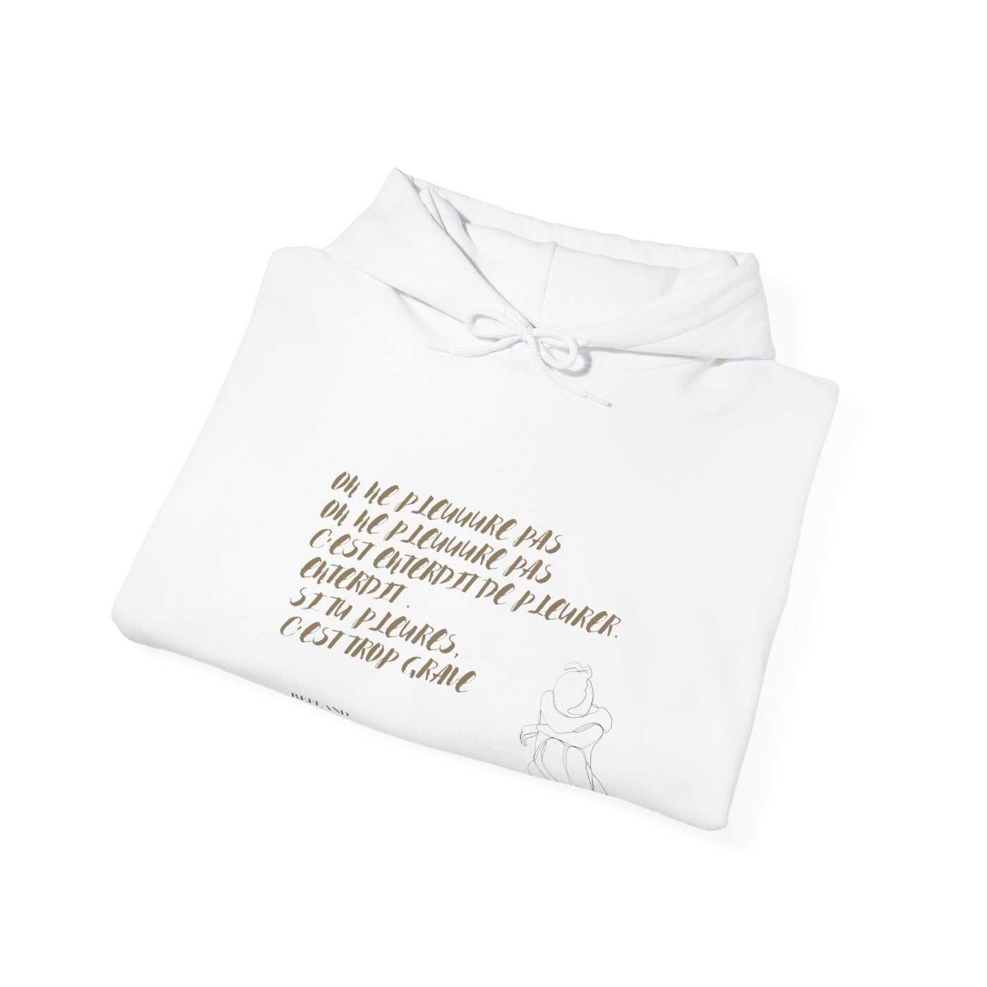 Hoodie "On ne pleure pas" - Écrit en Beige