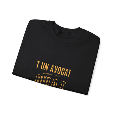 Sweatshirt "T avocat ou?" écrit jaune