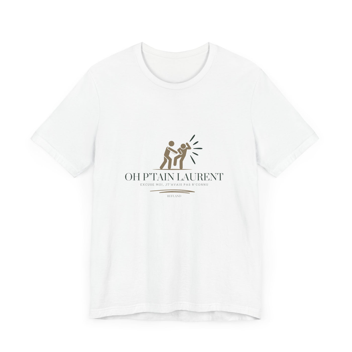 T-shirt "Oh Ptain Laurent" - Beige avec Écriture Verte