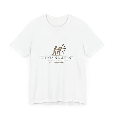T-shirt "Oh Ptain Laurent" - Beige avec Écriture Verte