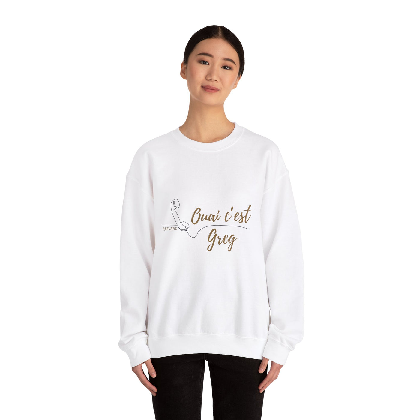 Sweatshirt "Ouai c Greg" texte Beige