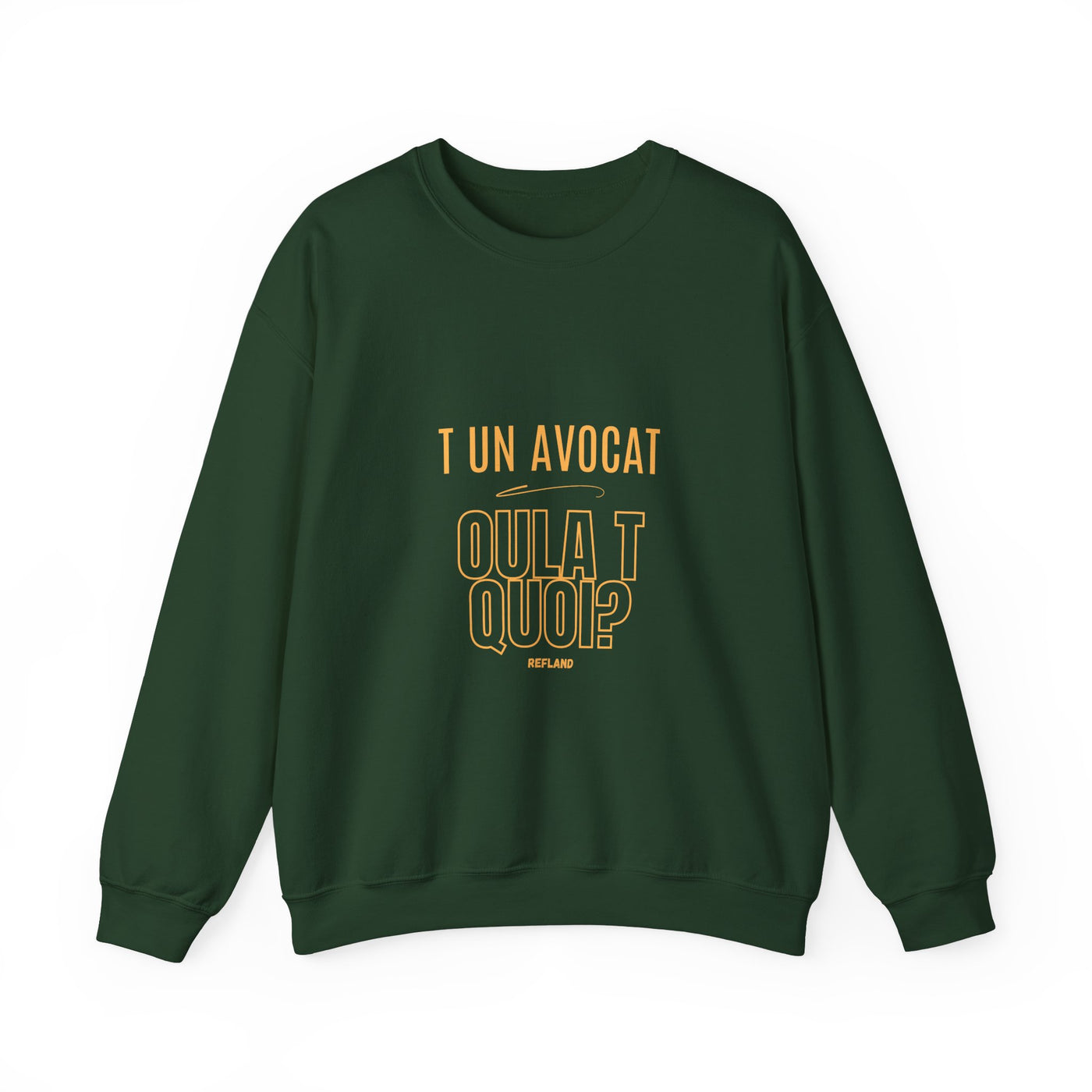 Sweatshirt "T avocat ou?" écrit jaune