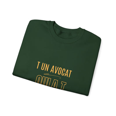 Sweatshirt "T avocat ou?" écrit jaune