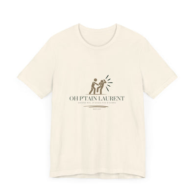T-shirt "Oh Ptain Laurent" - Beige avec Écriture Verte