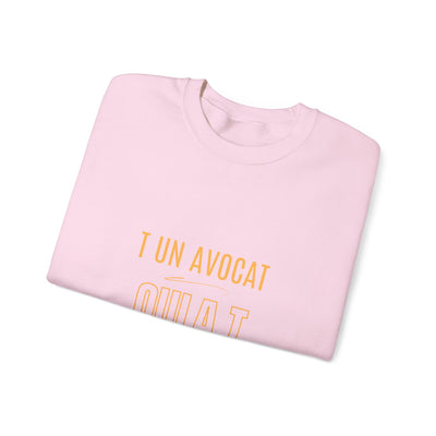 Sweatshirt "T avocat ou?" écrit jaune