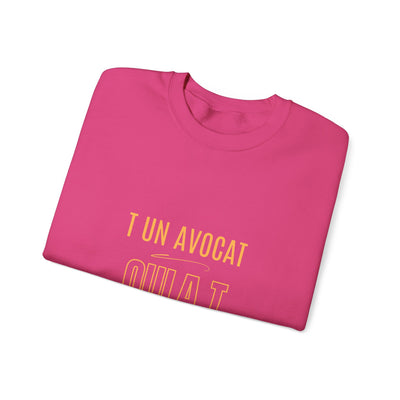 Sweatshirt "T avocat ou?" écrit jaune