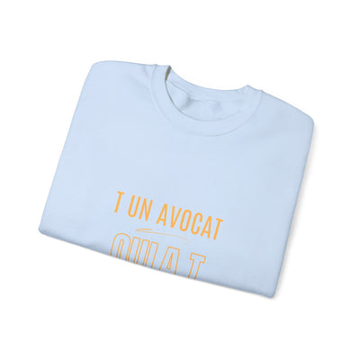 Sweatshirt "T avocat ou?" écrit jaune