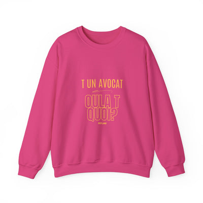 Sweatshirt "T avocat ou?" écrit jaune