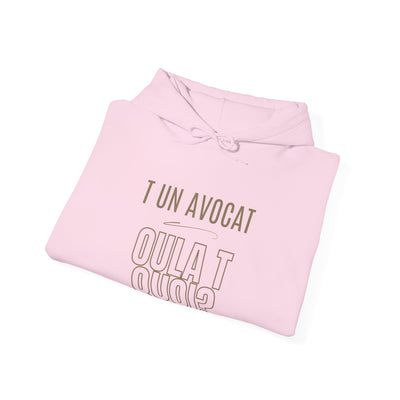 Hoodie "T un avocat ou?" écrit beige