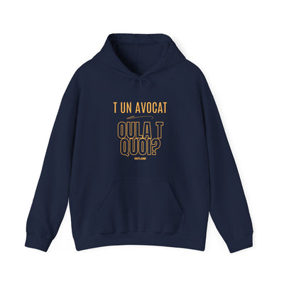 Hoodie "T un avocat ou?" écrit jaune