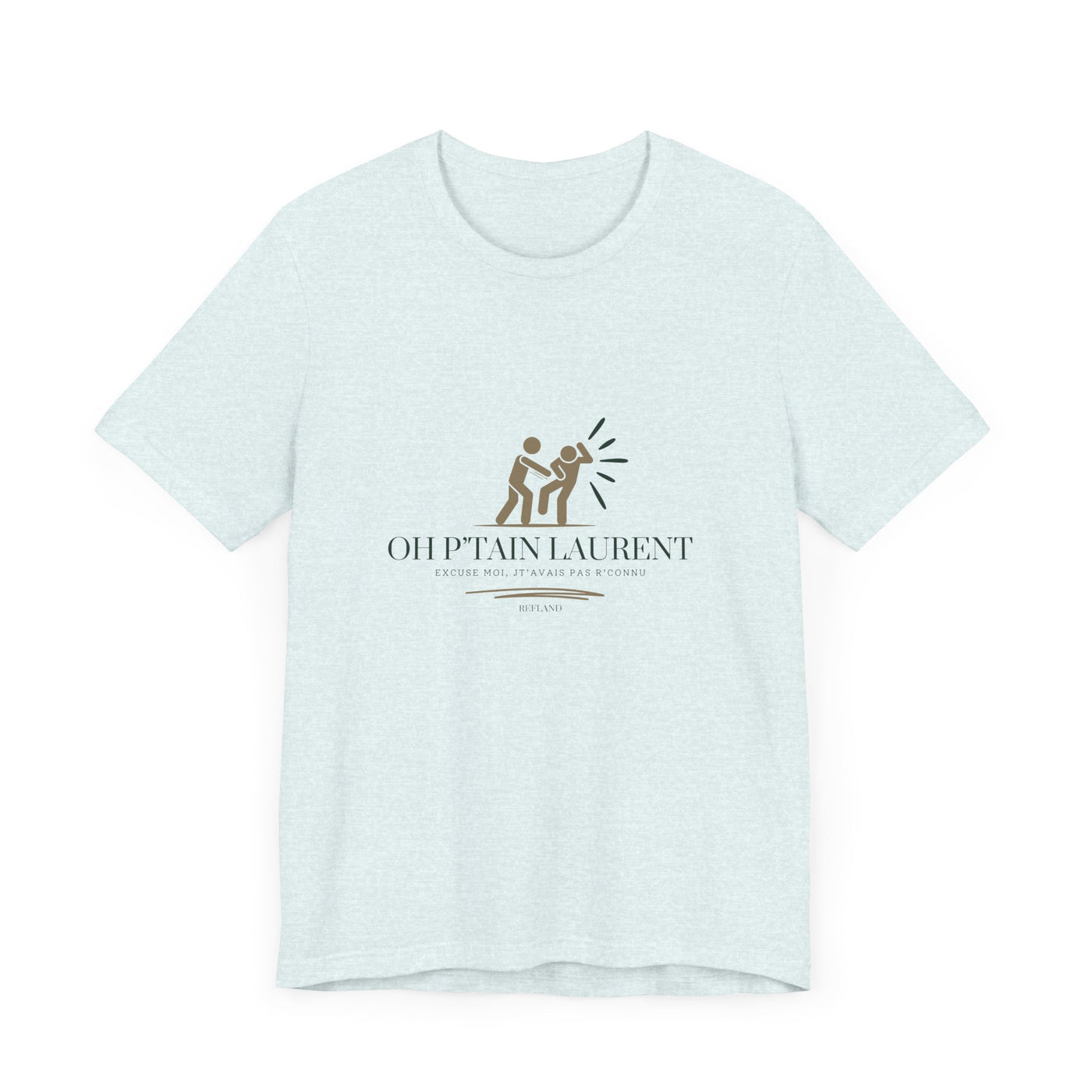 T-shirt "Oh Ptain Laurent" - Beige avec Écriture Verte
