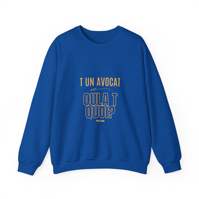 Sweatshirt "T avocat ou?" écrit jaune