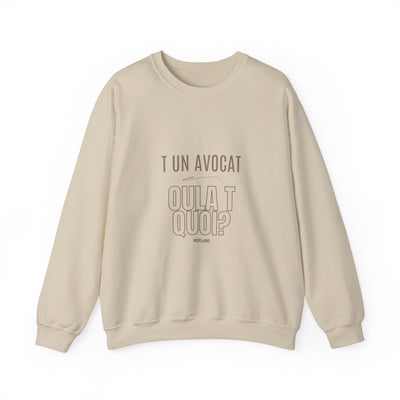 Sweatshirt "T avocat ou?" écrit beige