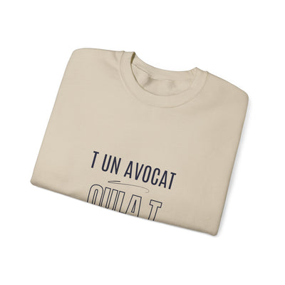 Sweatshirt "T avocat ou?" écrit bleu