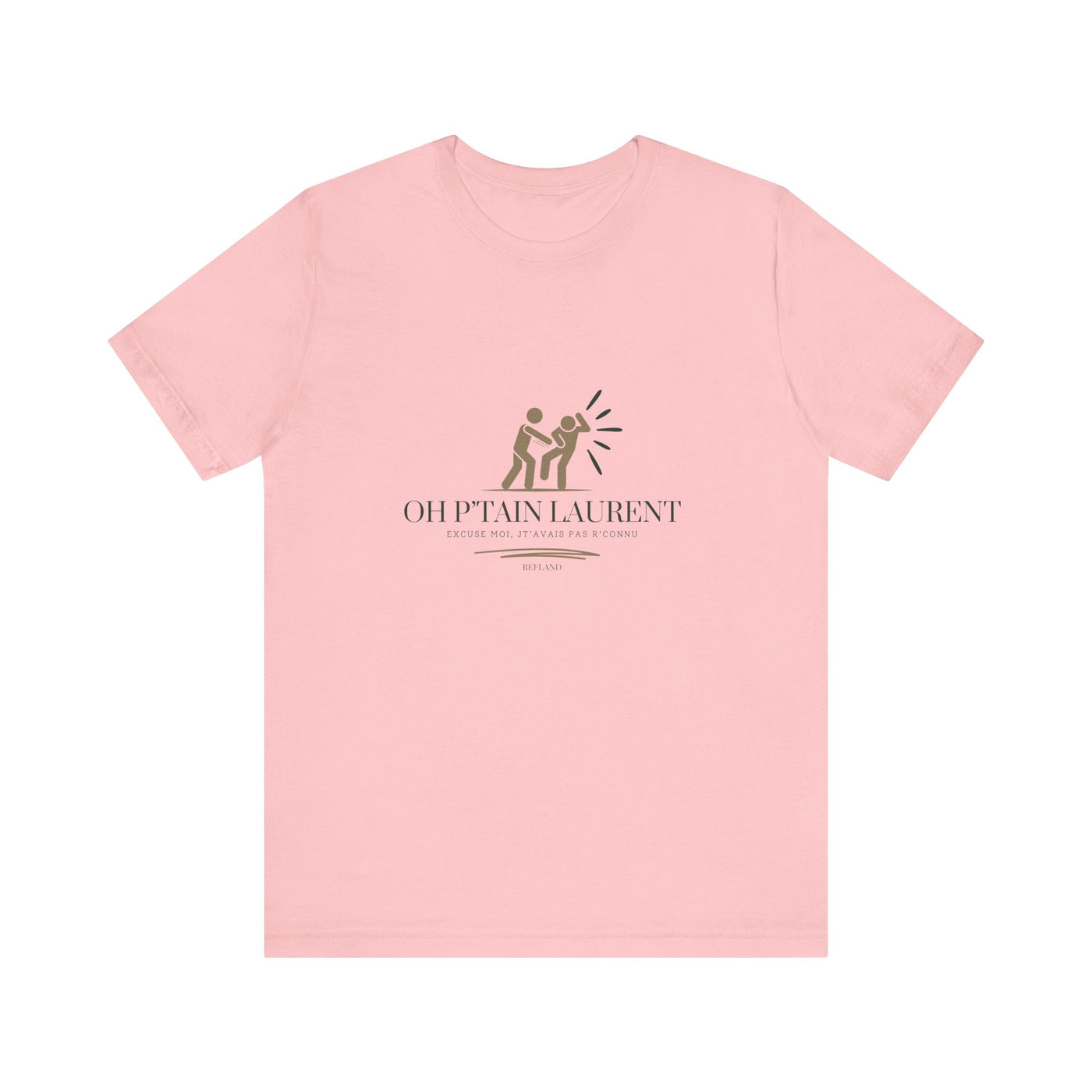 T-shirt "Oh Ptain Laurent" - Beige avec Écriture Verte