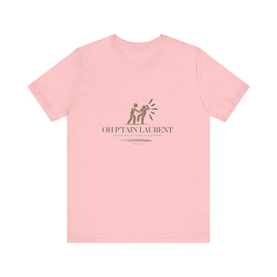 T-shirt "Oh Ptain Laurent" - Beige avec Écriture Verte