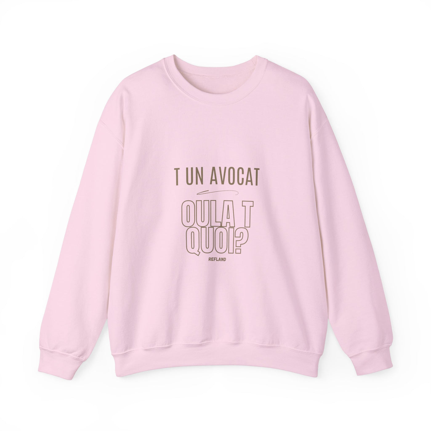 Sweatshirt "T avocat ou?" écrit beige
