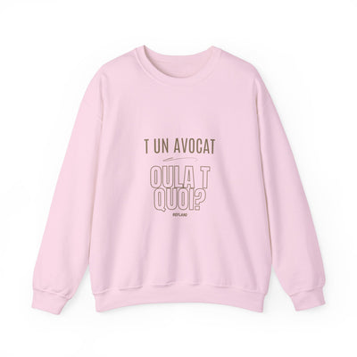 Sweatshirt "T avocat ou?" écrit beige