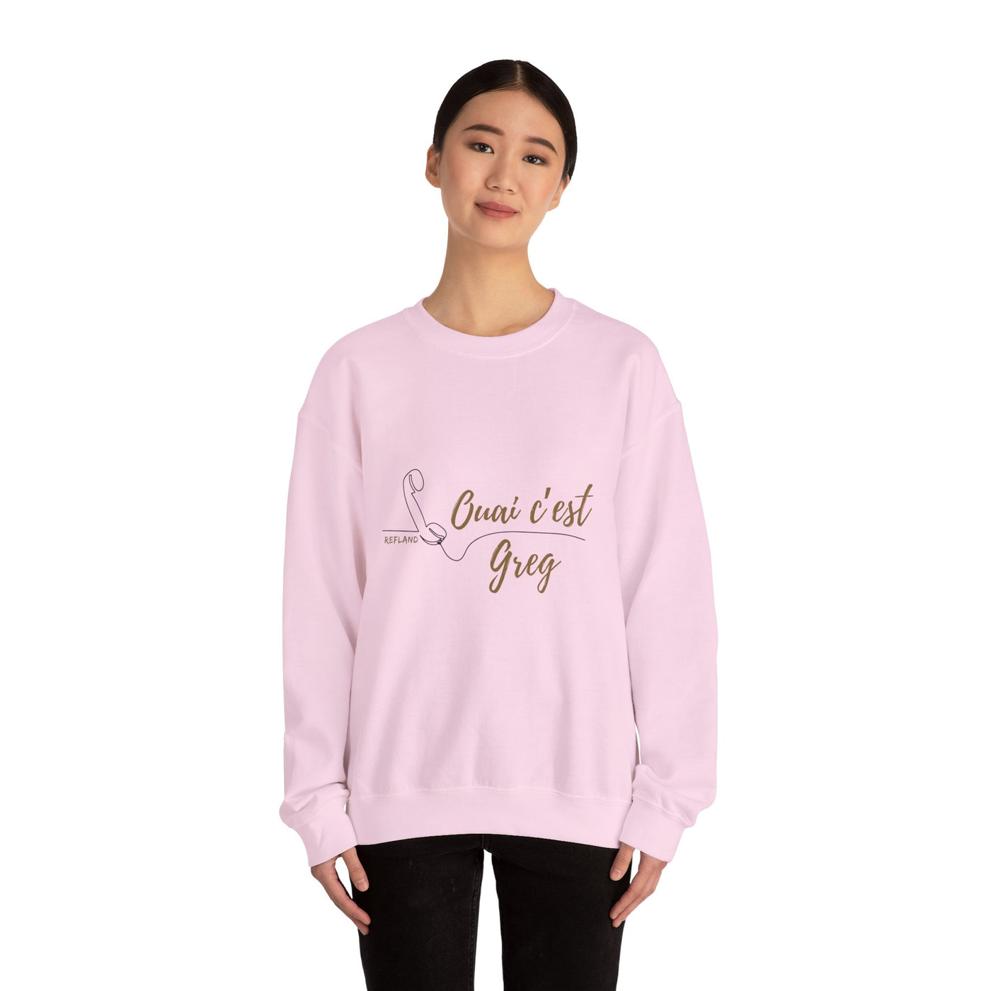 Sweatshirt "Ouai c Greg" texte Beige