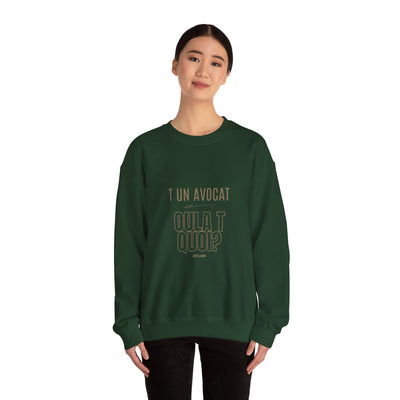 Sweatshirt "T avocat ou?" écrit beige