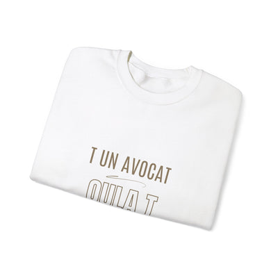 Sweatshirt "T avocat ou?" écrit beige