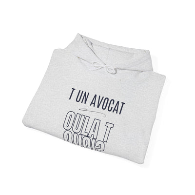 Hoodie "T un avocat ou?" écrit Bleu