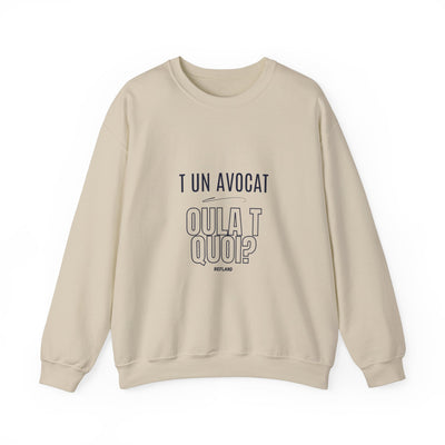 Sweatshirt "T avocat ou?" écrit bleu