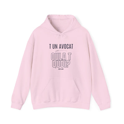 Hoodie "T un avocat ou?" écrit Bleu