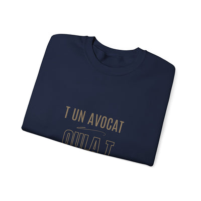 Sweatshirt "T avocat ou?" écrit beige