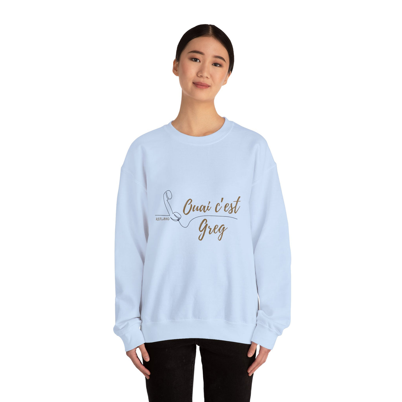 Sweatshirt "Ouai c Greg" texte Beige