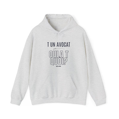 Hoodie "T un avocat ou?" écrit Bleu