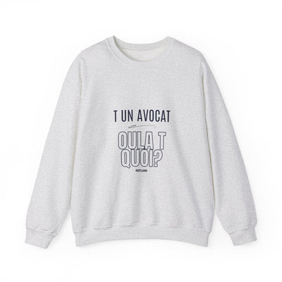Sweatshirt "T avocat ou?" écrit bleu