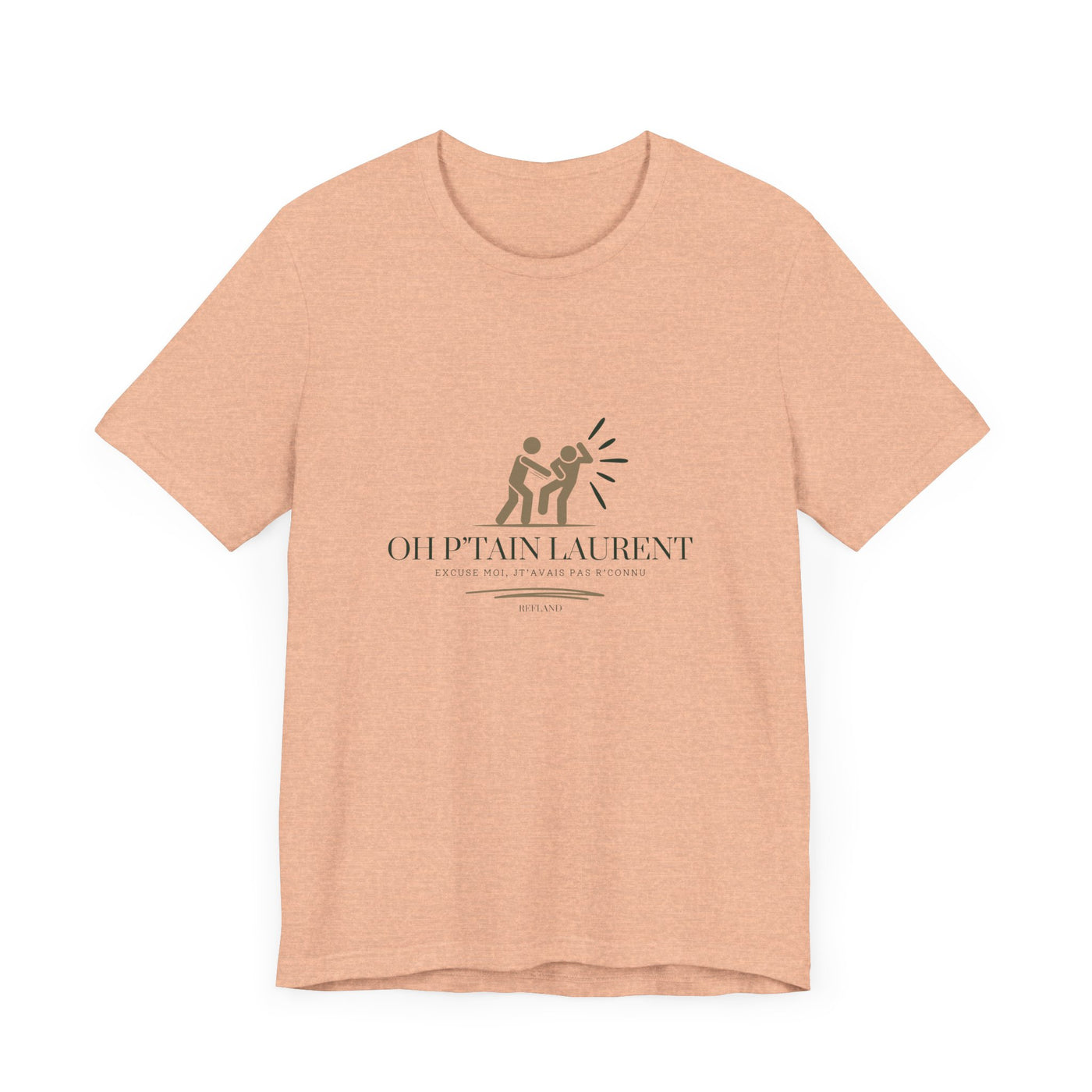 T-shirt "Oh Ptain Laurent" - Beige avec Écriture Verte