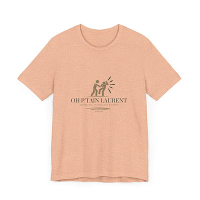 T-shirt "Oh Ptain Laurent" - Beige avec Écriture Verte