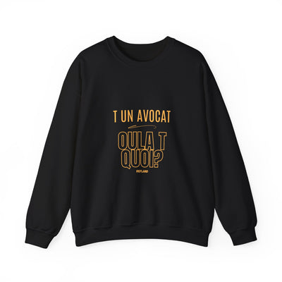 Sweatshirt "T avocat ou?" écrit jaune