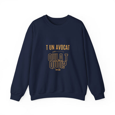 Sweatshirt "T avocat ou?" écrit jaune