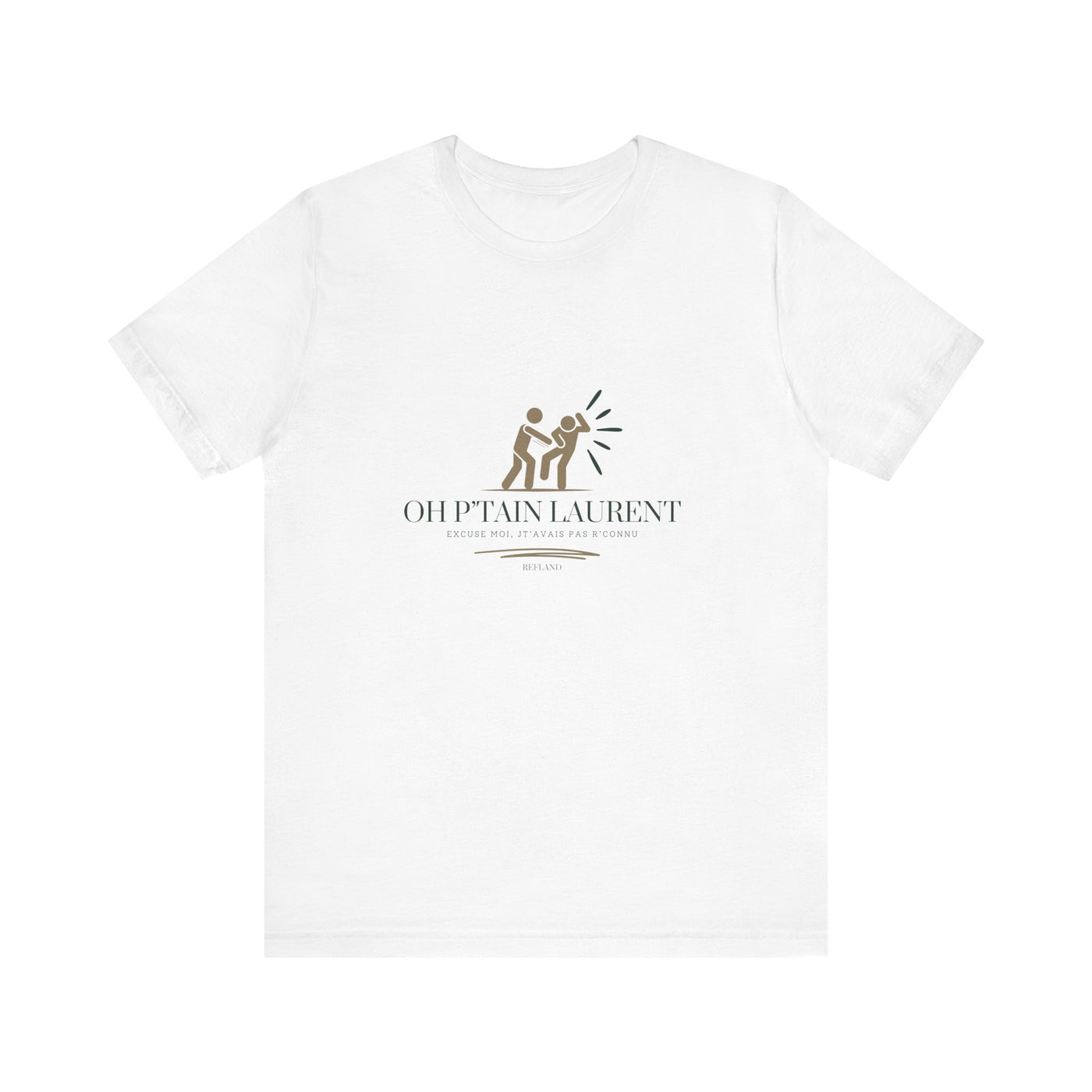 T-shirt "Oh Ptain Laurent" - Beige avec Écriture Verte