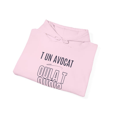 Hoodie "T un avocat ou?" écrit Bleu