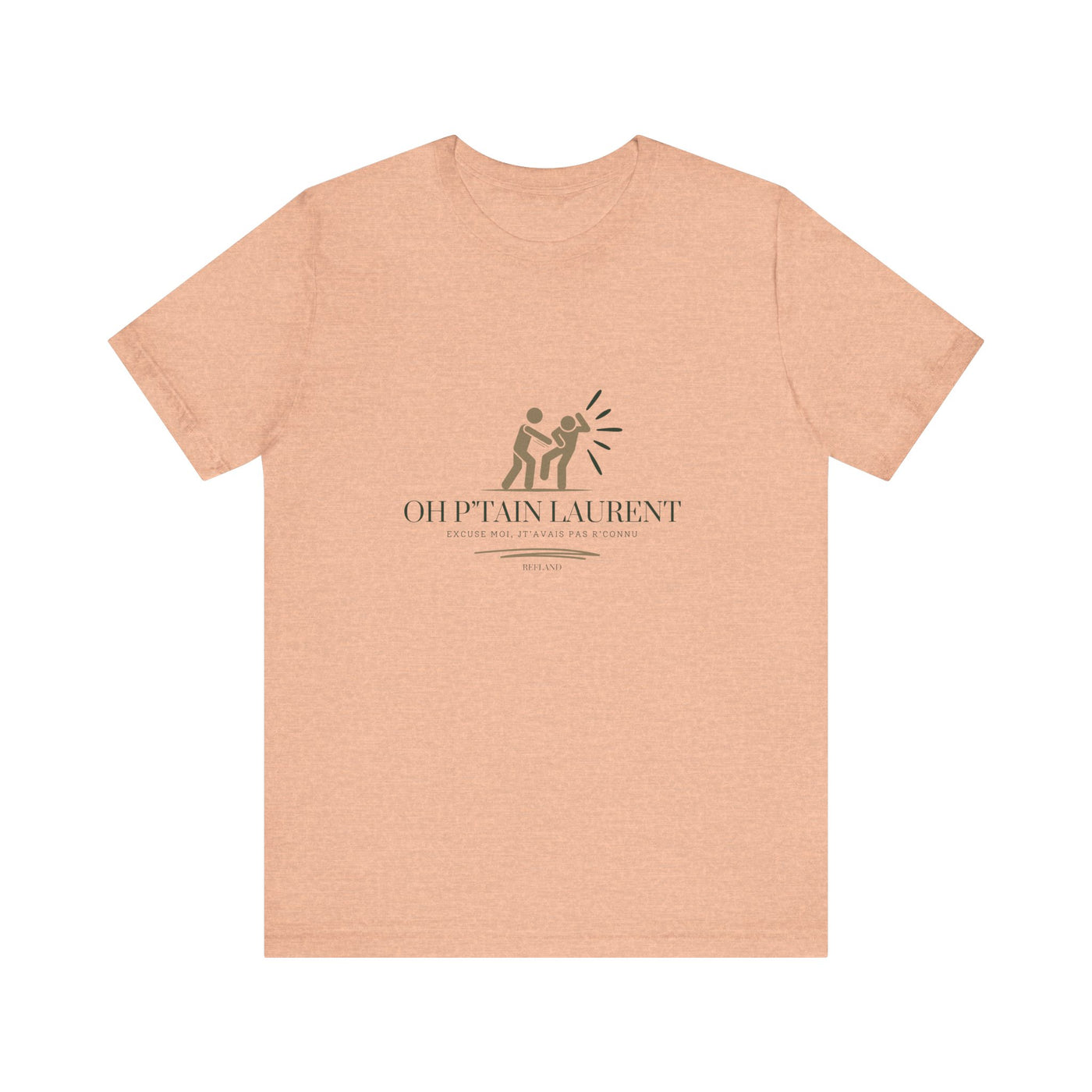T-shirt "Oh Ptain Laurent" - Beige avec Écriture Verte