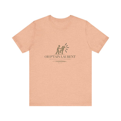 T-shirt "Oh Ptain Laurent" - Beige avec Écriture Verte