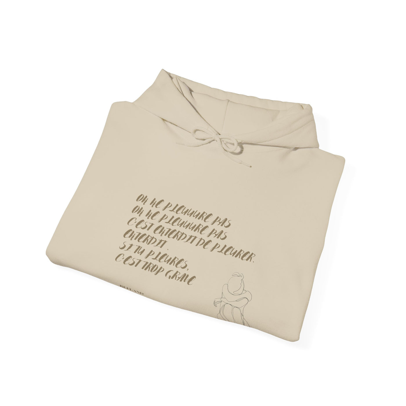 Hoodie "On ne pleure pas" - Écrit en Beige