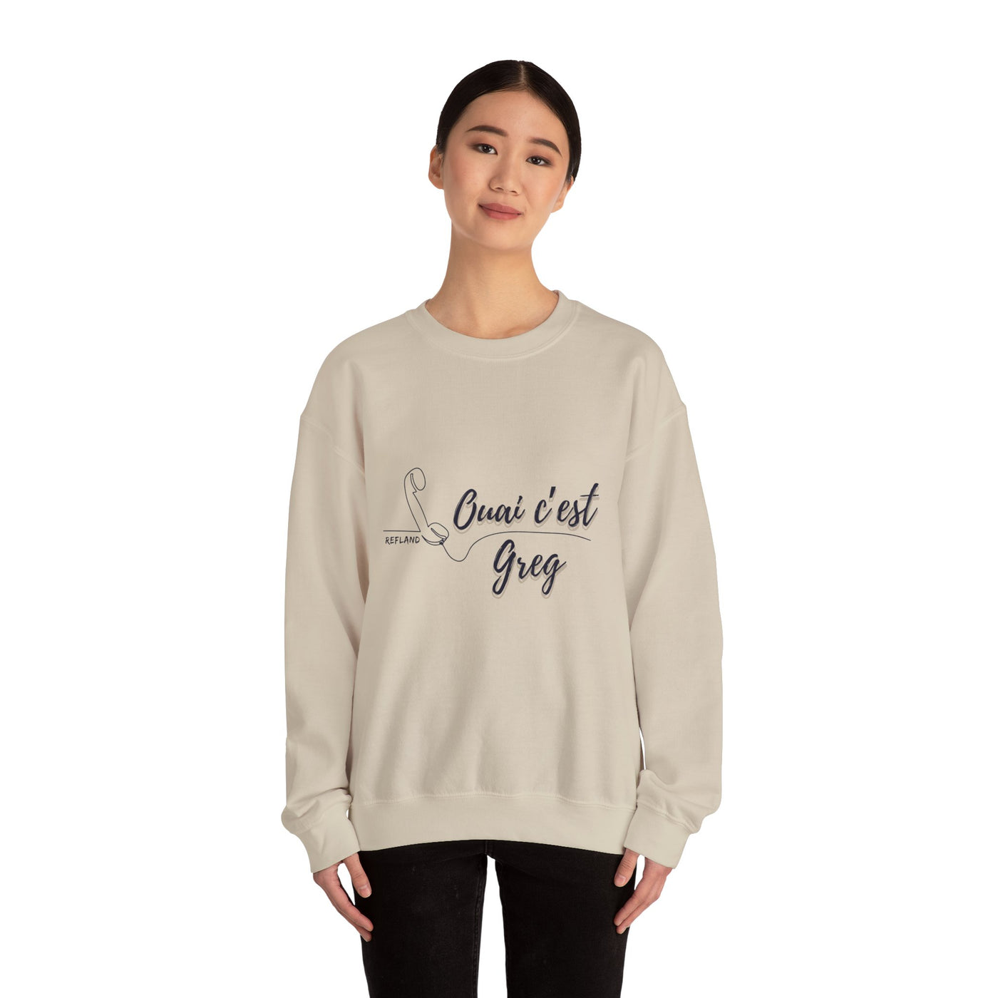 Sweatshirt "Ouai c Greg" texte bleu