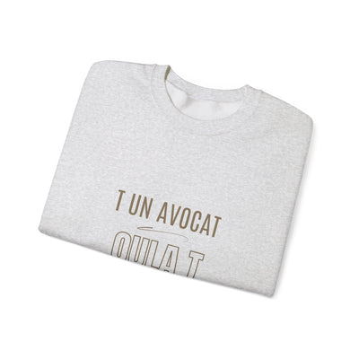 Sweatshirt "T avocat ou?" écrit beige